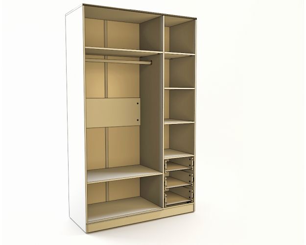 Шкаф 3-х створчатый с ящиками Грэйси (Розовый/Серый/корпус Клен)