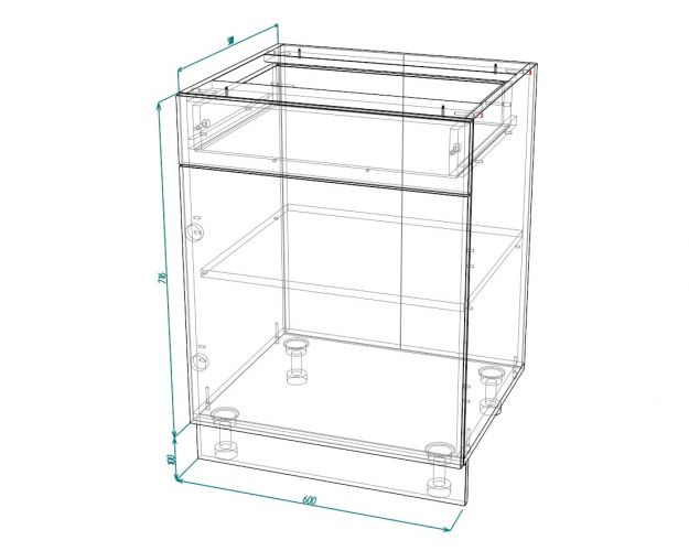 Бруклин ШН1Я 600 Шкаф нижний с ящиком (Бетон белый/корпус Венге)