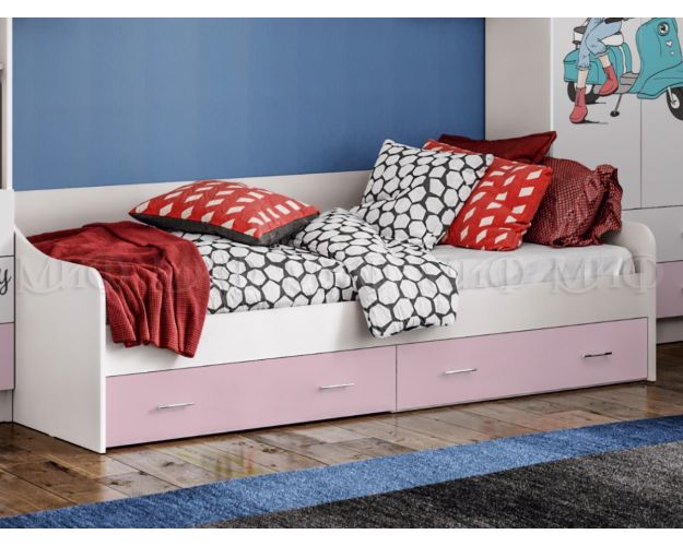 Кровать Fashion-1 Вега 0,9 м (Белый/Розовый)