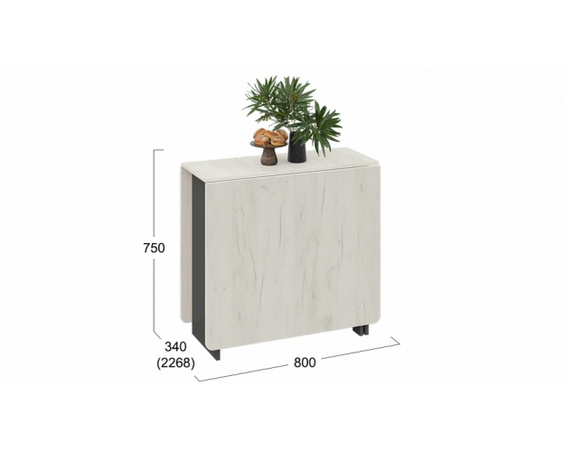 Стол-книжка раскладной тип 2 антрацит / дуб крафт белый